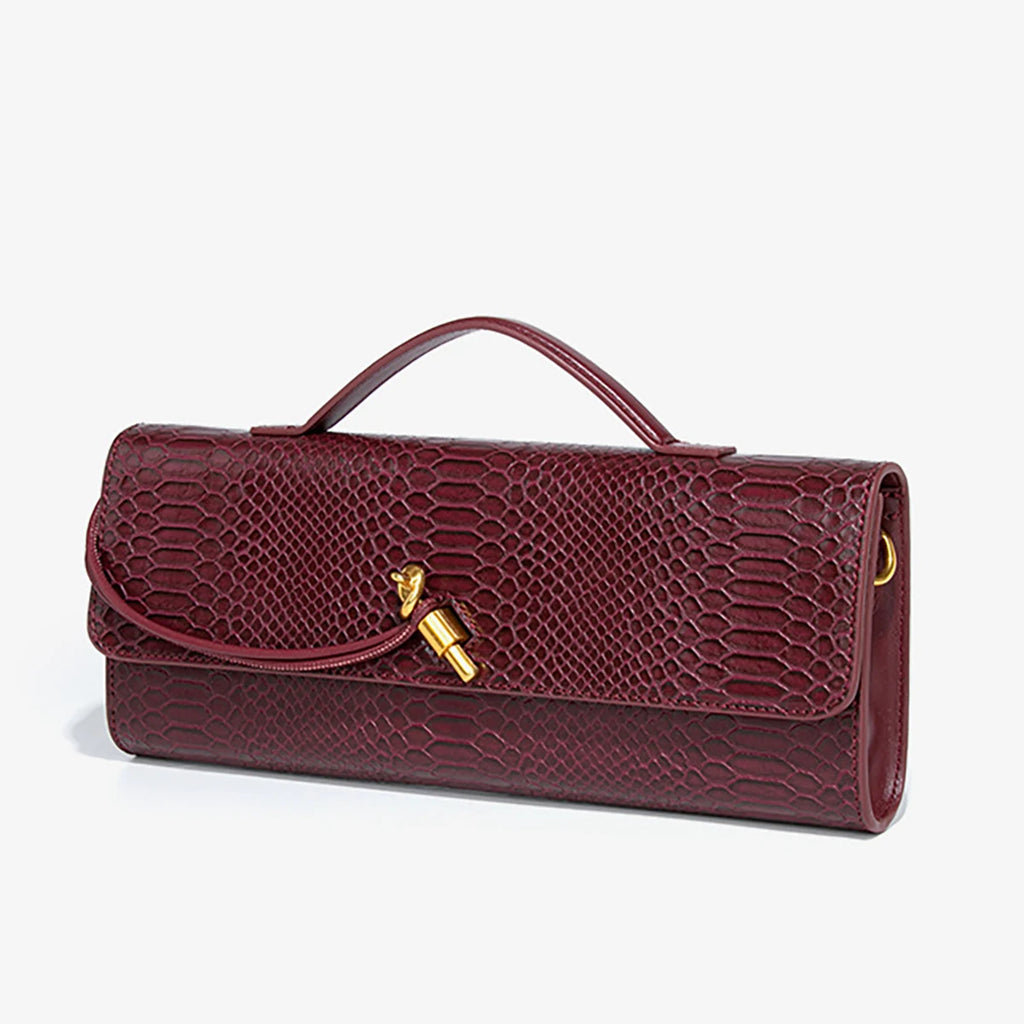 Crocodile-patterned fashionable women's handbag, vintage baguette bag, party bag, evening bag, everyday shoulder/crossbody bag.