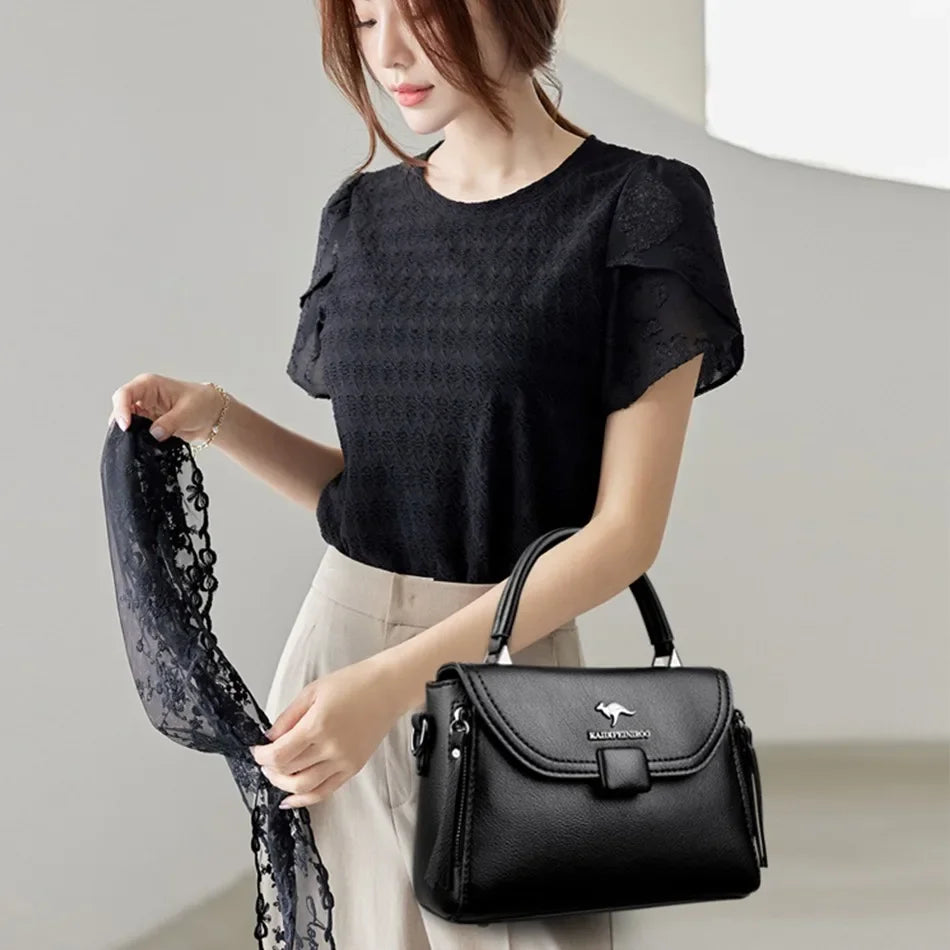 Authentic High Quality Soft Leather Luxury New Designer Fashion Casual Women's Shoulder Bag Handbag Crossbody Bags for Women2024