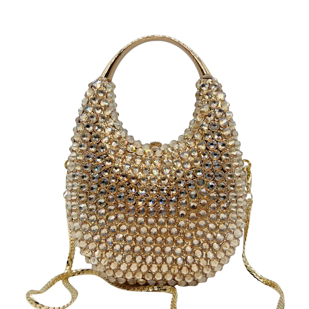 Evening Bag, Clutch, Luxury, 2023 - Crystal and Pearl Embellished Tote, Elegant Ladies Party Purse
