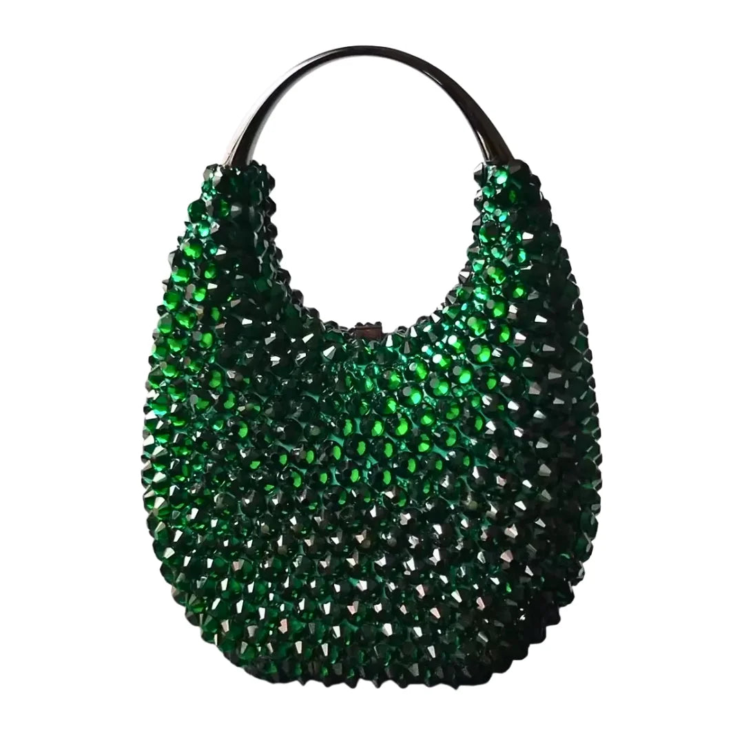 Evening Bag, Clutch, Luxury, 2023 - Crystal and Pearl Embellished Tote, Elegant Ladies Party Purse