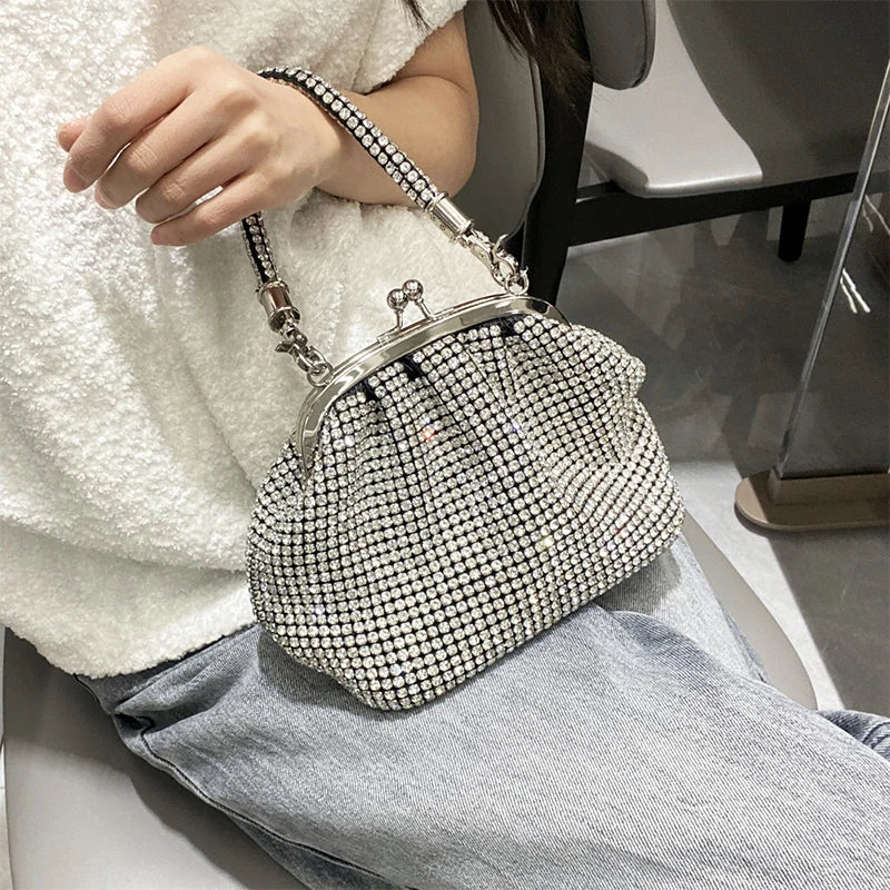 JIOMAY Women's Shiny Rhinestone Purse for Wedding Silver Clutch Bag evening Bag Luxury Clutch Bag Luxury Bags Designers Handbags