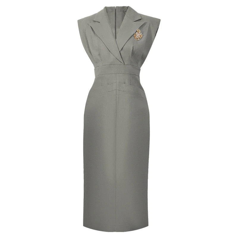 Summer Work Style Business Formal Pencil Dress Women Clothes Elegant Office Commute Solid Sleeveless Slim Party Vestidos Fiesta