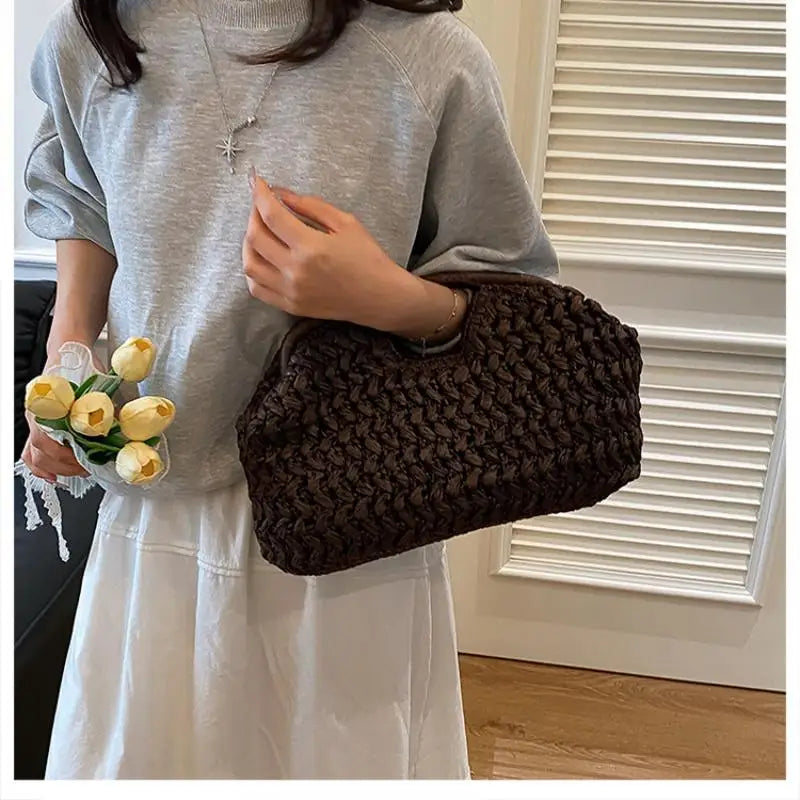 Fashion Elegant Woven Handbag Female Beach Straw Underarm Bag Versatile Exquisite Shoulder Bags Evening Bags For Women Gifts