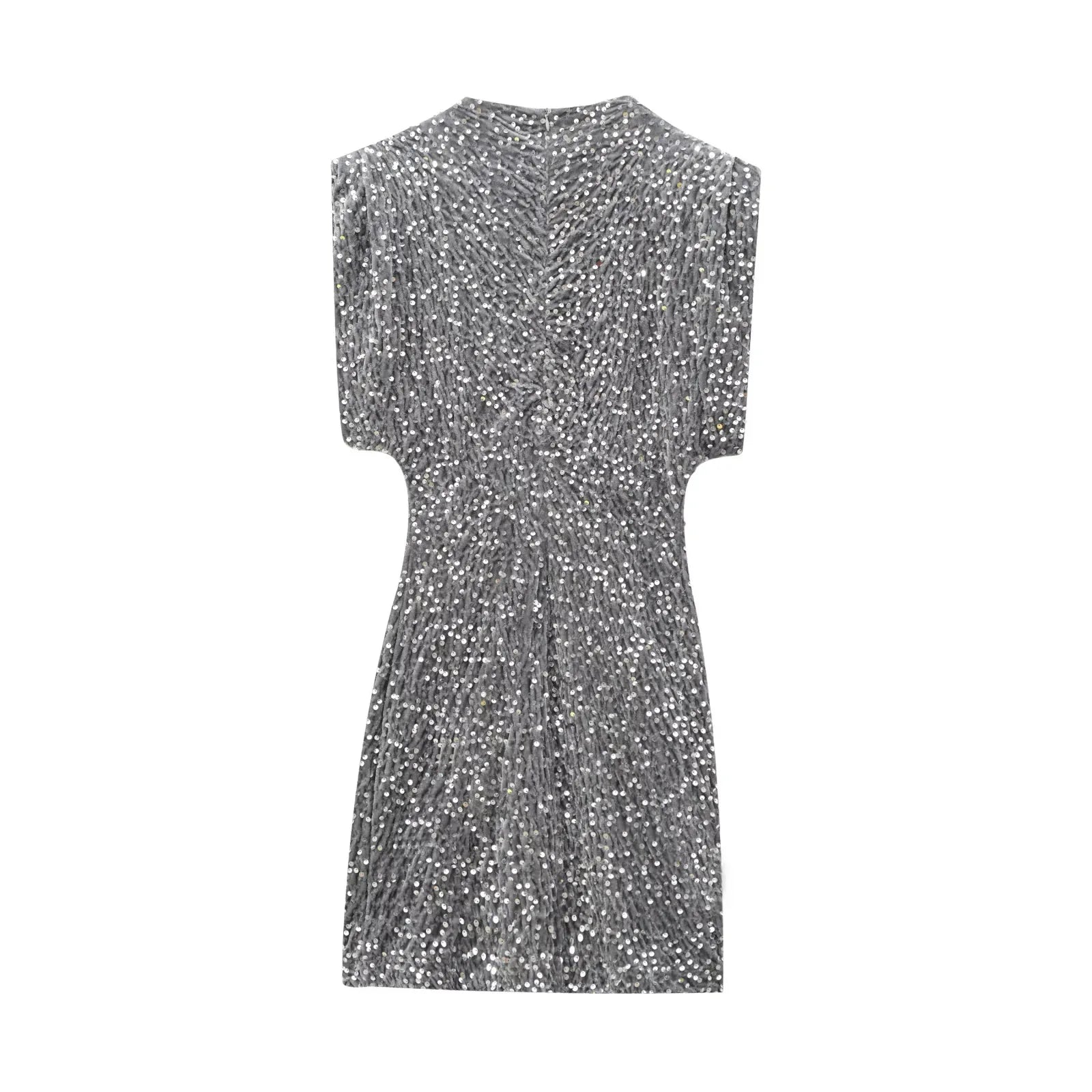 KONDALA 2025 Women Sequined Party Dress Shoulder Pad Sheath Mini Dress Sleeveless Nightclub Party Women Elegant Chic Dresses