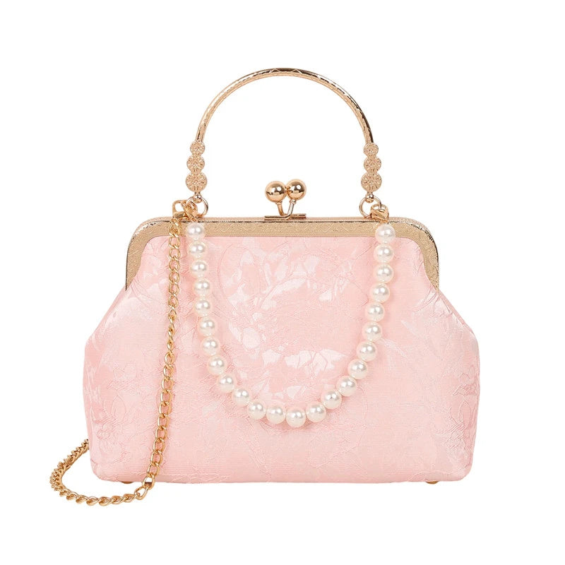 Vintage Classic Lace Bag pearl Evening Bags Wedding Shell Lock Bags Women Shoulder Crossbody Bag Chain Women's Handbags Purses